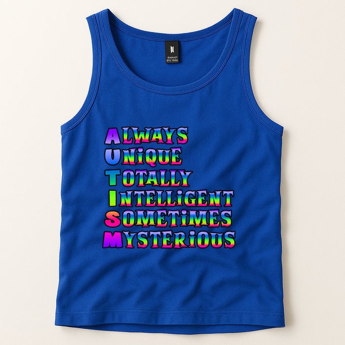 Always Unique Totally Intelligent Sometimes Mysterious Autism Awareness Tank Top