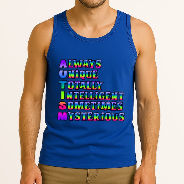 Always Unique Totally Intelligent Sometimes Mysterious Autism Awareness Tank Top