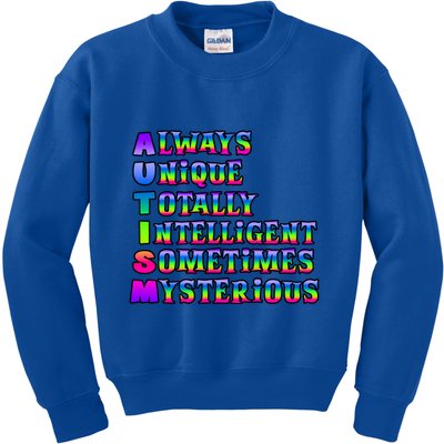 Always Unique Totally Intelligent Sometimes Mysterious Autism Awareness Kids Sweatshirt