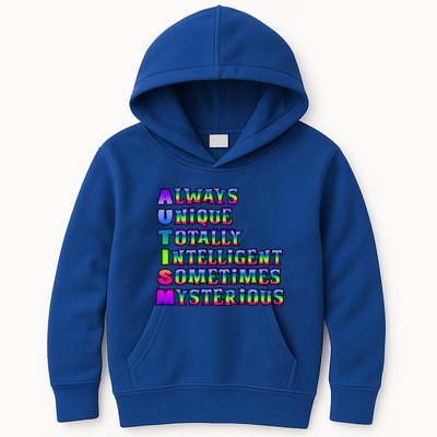 Always Unique Totally Intelligent Sometimes Mysterious Autism Awareness Kids Hoodie