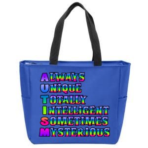 Always Unique Totally Intelligent Sometimes Mysterious Autism Awareness Zip Tote Bag