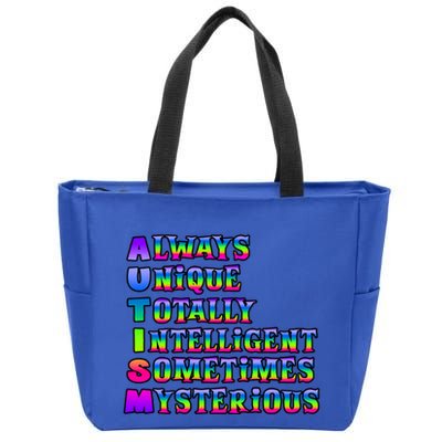 Always Unique Totally Intelligent Sometimes Mysterious Autism Awareness Zip Tote Bag