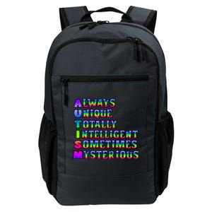 Always Unique Totally Intelligent Sometimes Mysterious Autism Awareness Daily Commute Backpack