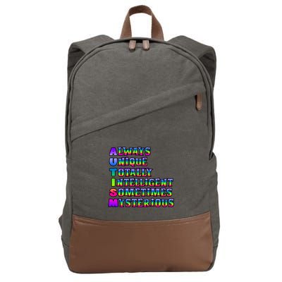 Always Unique Totally Intelligent Sometimes Mysterious Autism Awareness Cotton Canvas Backpack
