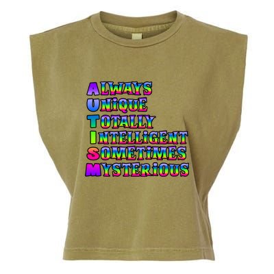 Always Unique Totally Intelligent Sometimes Mysterious Autism Awareness Garment-Dyed Women's Muscle Tee