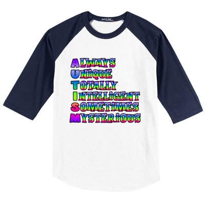 Always Unique Totally Intelligent Sometimes Mysterious Autism Awareness Baseball Sleeve Shirt