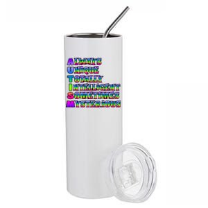 Always Unique Totally Intelligent Sometimes Mysterious Autism Awareness Stainless Steel Tumbler