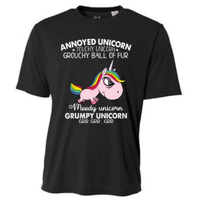 Annoyed Unicorn Touchy Unicorn Grouchy Ball Of Fur Cooling Performance Crew T-Shirt