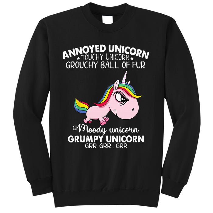 Annoyed Unicorn Touchy Unicorn Grouchy Ball Of Fur Sweatshirt