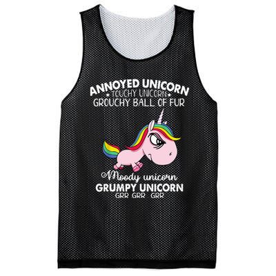 Annoyed Unicorn Touchy Unicorn Grouchy Ball Of Fur Mesh Reversible Basketball Jersey Tank