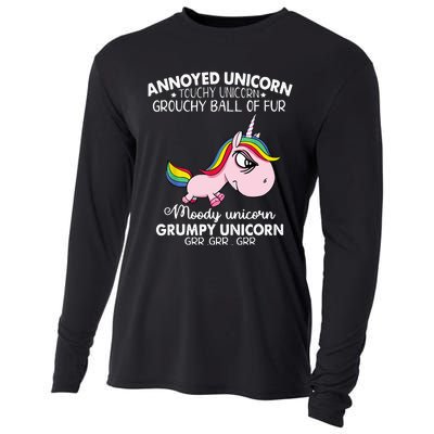 Annoyed Unicorn Touchy Unicorn Grouchy Ball Of Fur Cooling Performance Long Sleeve Crew