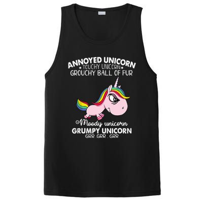 Annoyed Unicorn Touchy Unicorn Grouchy Ball Of Fur PosiCharge Competitor Tank