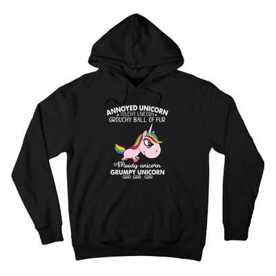 Annoyed Unicorn Touchy Unicorn Grouchy Ball Of Fur Tall Hoodie