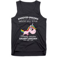 Annoyed Unicorn Touchy Unicorn Grouchy Ball Of Fur Tank Top