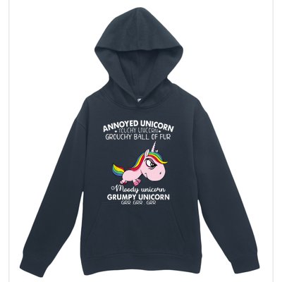 Annoyed Unicorn Touchy Unicorn Grouchy Ball Of Fur Urban Pullover Hoodie