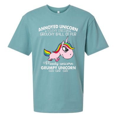 Annoyed Unicorn Touchy Unicorn Grouchy Ball Of Fur Sueded Cloud Jersey T-Shirt