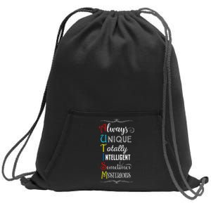 Always Unique Totally Intelligent Autism Awareness Sweatshirt Cinch Pack Bag