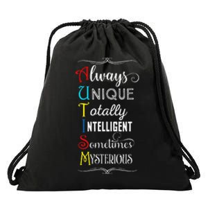 Always Unique Totally Intelligent Autism Awareness Drawstring Bag