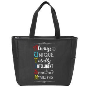 Always Unique Totally Intelligent Autism Awareness Zip Tote Bag