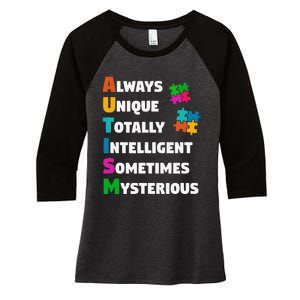 Always Unique Totally Intelligent Sometimes Mysterious Women's Tri-Blend 3/4-Sleeve Raglan Shirt