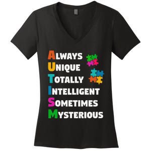 Always Unique Totally Intelligent Sometimes Mysterious Women's V-Neck T-Shirt