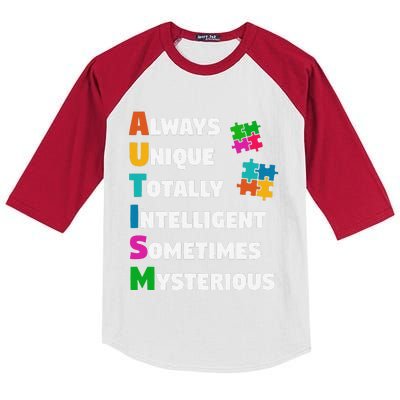 Always Unique Totally Intelligent Sometimes Mysterious Kids Colorblock Raglan Jersey