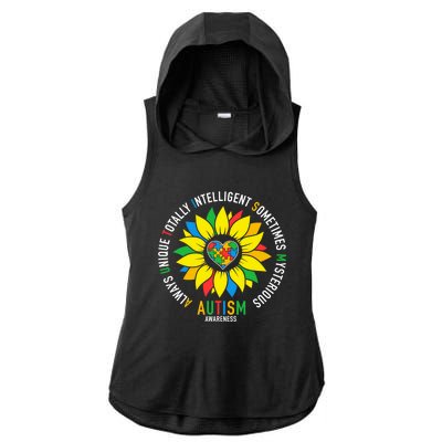 Always Unique Totally Intelligent Sometimes Mysterious Great Gift Ladies PosiCharge Tri-Blend Wicking Draft Hoodie Tank