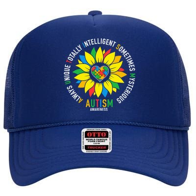 Always Unique Totally Intelligent Sometimes Mysterious Great Gift High Crown Mesh Back Trucker Hat