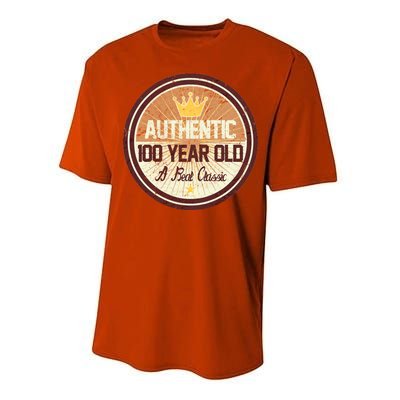 Authentic 100 Year Old Classic 100th Birthday Performance Sprint T-Shirt