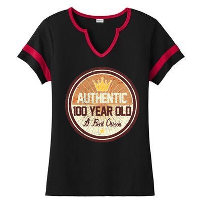 Authentic 100 Year Old Classic 100th Birthday Ladies Halftime Notch Neck Tee