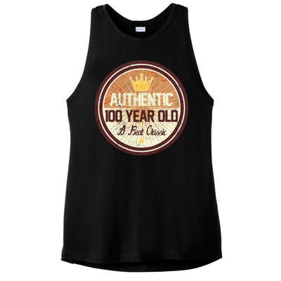 Authentic 100 Year Old Classic 100th Birthday Ladies PosiCharge Tri-Blend Wicking Tank