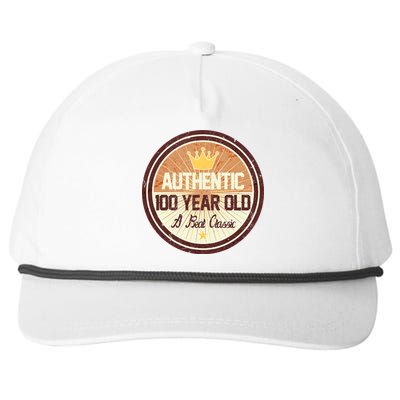 Authentic 100 Year Old Classic 100th Birthday Snapback Five-Panel Rope Hat