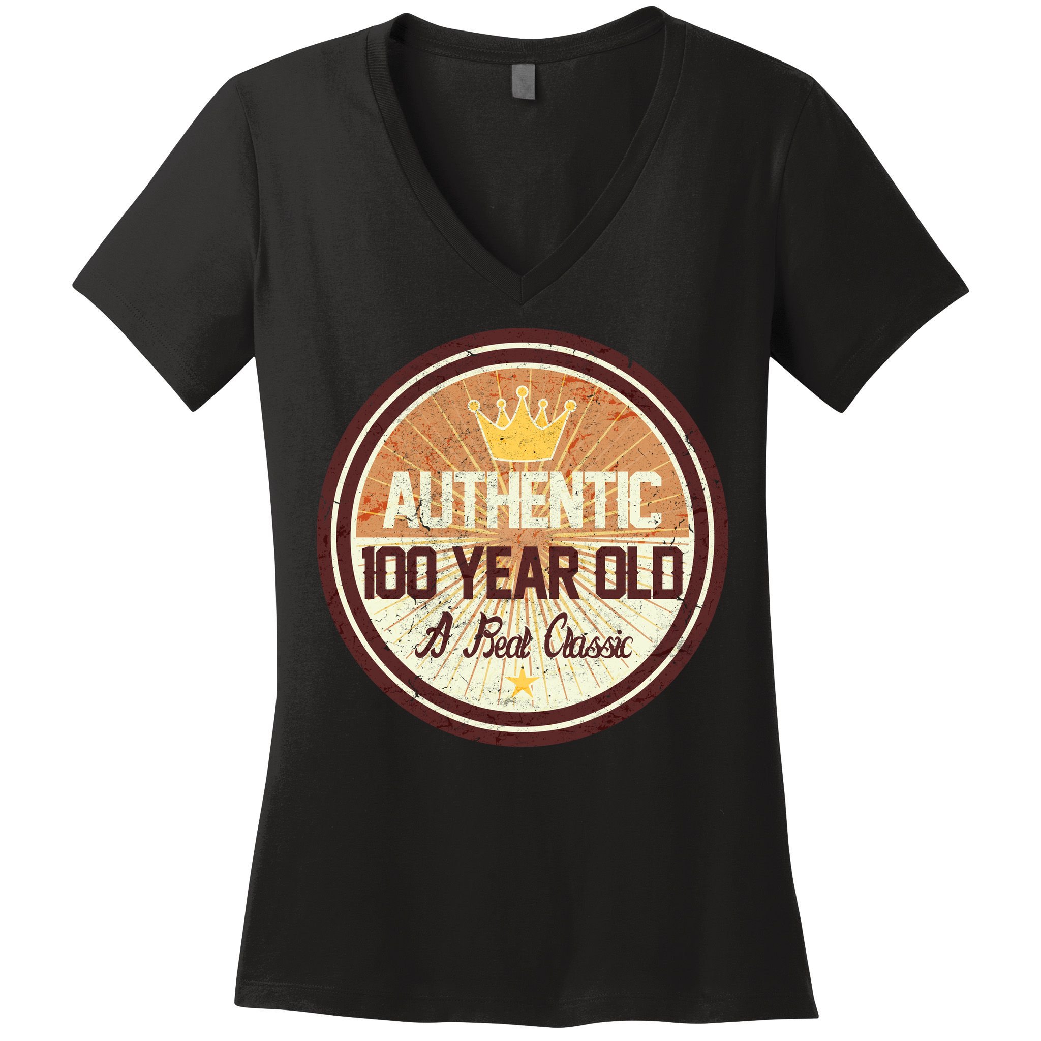 Authentic 100 Year Old Classic 100th Birthday Women's V-Neck T-Shirt