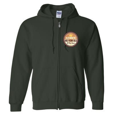 Authentic 100 Year Old Classic 100th Birthday Full Zip Hoodie