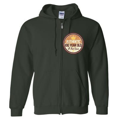 Authentic 100 Year Old Classic 100th Birthday Full Zip Hoodie