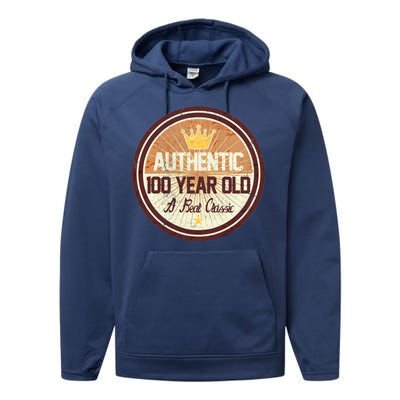 Authentic 100 Year Old Classic 100th Birthday Performance Fleece Hoodie