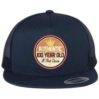 Authentic 100 Year Old Classic 100th Birthday Flat Bill Trucker Hat