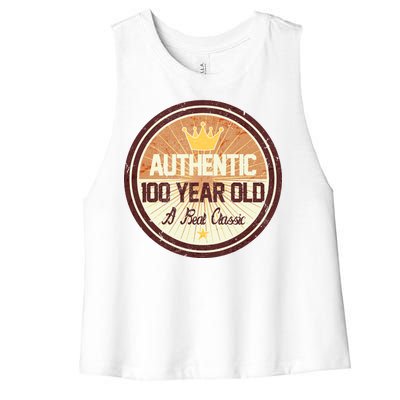 Authentic 100 Year Old Classic 100th Birthday Women's Racerback Cropped Tank