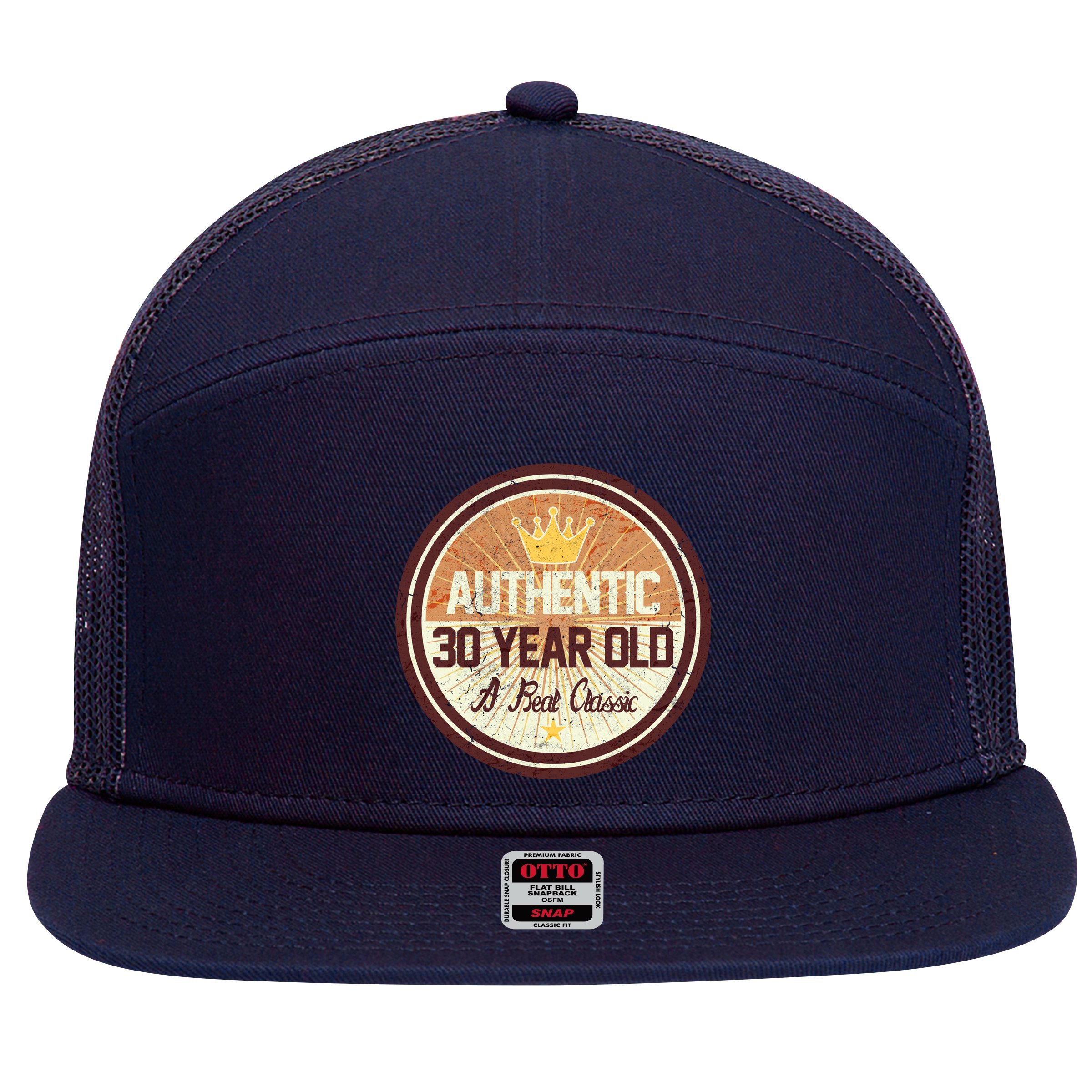 Authentic 30 Year Old Classic 30th Birthday 7 Panel Mesh Trucker Snapback Hat