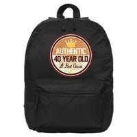 Authentic 40 Year Old Classic 40th Birthday 16 in Basic Backpack