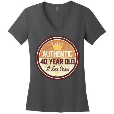 Authentic 40 Year Old Classic 40th Birthday Women's V-Neck T-Shirt