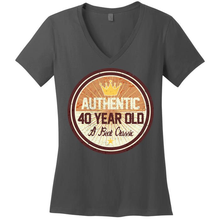 Authentic 40 Year Old Classic 40th Birthday Women's V-Neck T-Shirt