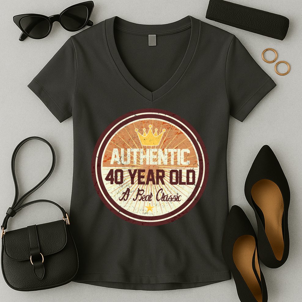 Authentic 40 Year Old Classic 40th Birthday Women's V-Neck T-Shirt