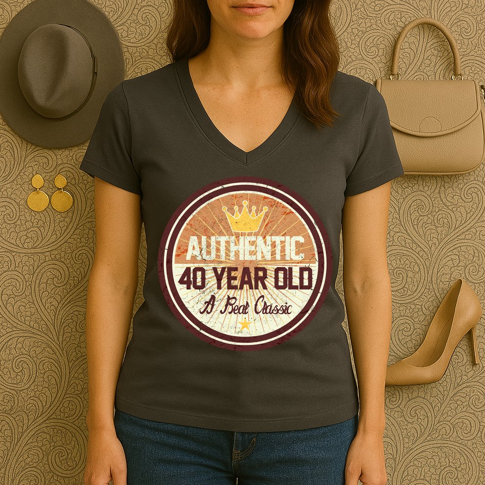 Authentic 40 Year Old Classic 40th Birthday Women's V-Neck T-Shirt