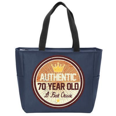 Authentic 70 Year Old Classic 70th Birthday Zip Tote Bag