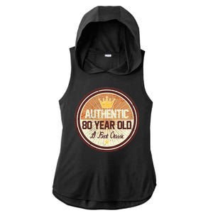 Authentic 80 Year Old Classic 80th Birthday Ladies PosiCharge Tri-Blend Wicking Draft Hoodie Tank