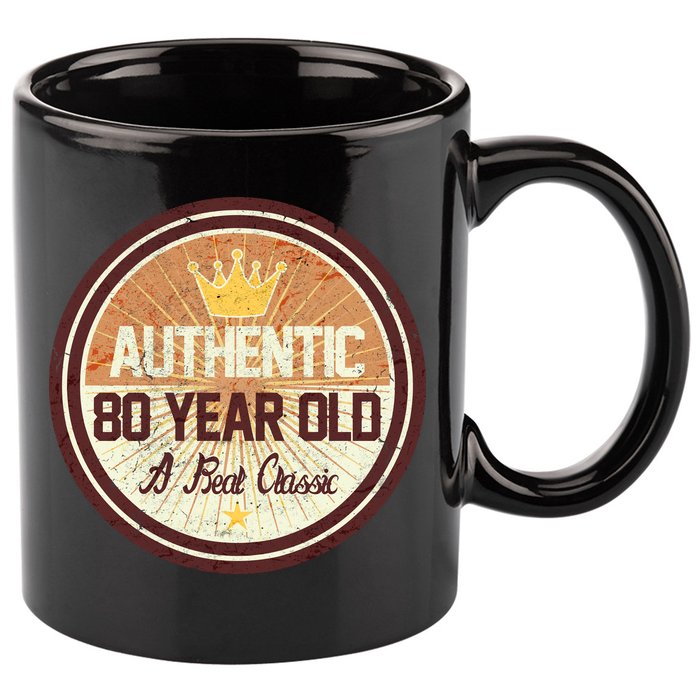 Authentic 80 Year Old Classic 80th Birthday 11oz C Handle Ceramic Mug