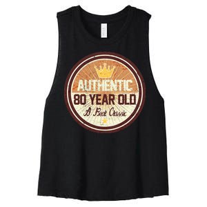 Authentic 80 Year Old Classic 80th Birthday Women's Racerback Cropped Tank