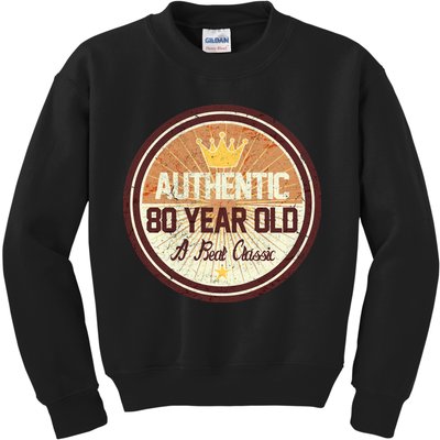 Authentic 80 Year Old Classic 80th Birthday Kids Sweatshirt