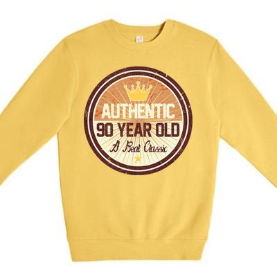 Authentic 90 Year Old Classic 90th Birthday Premium Crewneck Sweatshirt